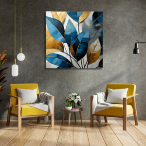 Πίνακας σε καμβά "Botanical Leaves" Megapap ψηφιακής εκτύπωσης 100x100x3εκ. - Image 2