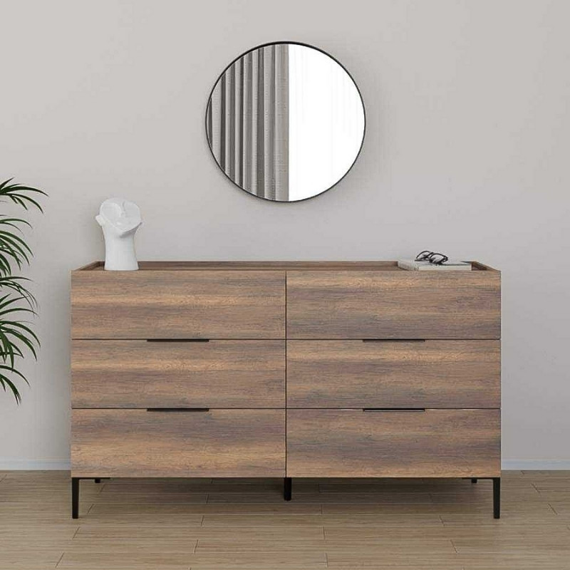 Συρταριέρα Oryana Megapap χρώμα καρυδί 140x44x81εκ. Συρταριέρα Oryana Megapap χρώμα καρυδί 140x44x81εκ.