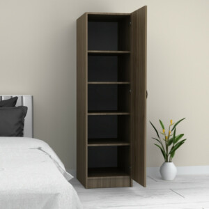 Ντουλάπα ρούχων Victoria Megapap μονόφυλλη χρώμα καρυδί 50x60x181εκ. - Image 5