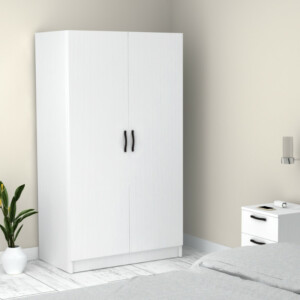 Ντουλάπα ρούχων Victoria Megapap δίφυλλη χρώμα λευκό 100x60x181εκ. - Image 4