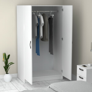 Ντουλάπα ρούχων Victoria Megapap δίφυλλη χρώμα λευκό 100x60x181εκ. - Image 5