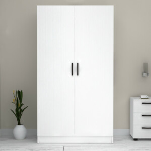 Ντουλάπα ρούχων Victoria Megapap δίφυλλη χρώμα λευκό 100x60x181εκ. - Image 6