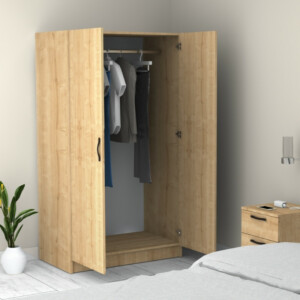 Ντουλάπα ρούχων Victoria Megapap δίφυλλη χρώμα φυσικό οξιάς 100x60x181εκ. - Image 5