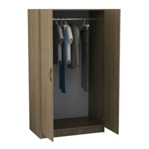 Ντουλάπα ρούχων Victoria Megapap δίφυλλη χρώμα καρυδί 100x60x181εκ. - Image 2