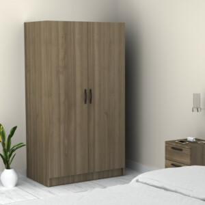 Ντουλάπα ρούχων Victoria Megapap δίφυλλη χρώμα καρυδί 100x60x181εκ. - Image 4