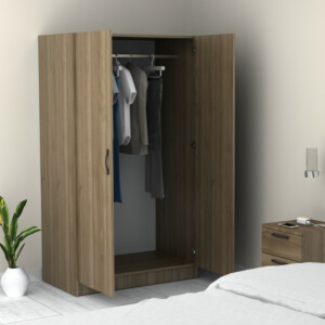 Ντουλάπα ρούχων Victoria Megapap δίφυλλη χρώμα καρυδί 100x60x181εκ. - Image 5