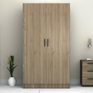 Ντουλάπα ρούχων Victoria Megapap δίφυλλη χρώμα καρυδί 100x60x181εκ. - Image 6