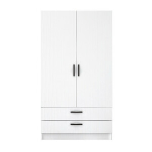 Ντουλάπα ρούχων Victoria Megapap δίφυλλη με συρτάρια χρώμα λευκό 100x60x181εκ. - Image 3