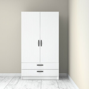 Ντουλάπα ρούχων Victoria Megapap δίφυλλη με συρτάρια χρώμα λευκό 100x60x181εκ. - Image 6