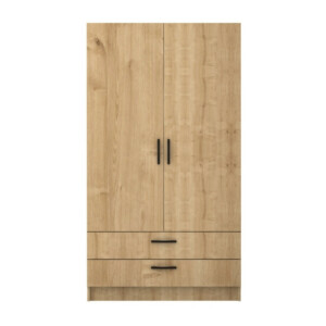 Ντουλάπα ρούχων Victoria Megapap δίφυλλη με συρτάρια χρώμα φυσικό οξιάς 100x60x181εκ. - Image 3