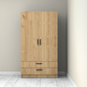 Ντουλάπα ρούχων Victoria Megapap δίφυλλη με συρτάρια χρώμα φυσικό οξιάς 100x60x181εκ. - Image 6