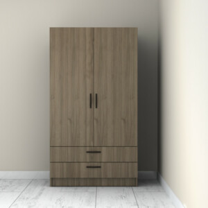 Ντουλάπα ρούχων Victoria Megapap δίφυλλη με συρτάρια χρώμα καρυδί 100x60x181εκ. - Image 6