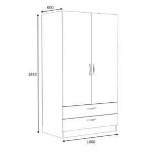 Ντουλάπα ρούχων Victoria Megapap δίφυλλη με συρτάρια χρώμα καρυδί 100x60x181εκ. - Image 7