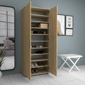 Ντουλάπα ρούχων - παπουτσοθήκη Eric Megapap δίφυλλη χρώμα φυσικό οξιάς 76x36x187εκ. - Image 3