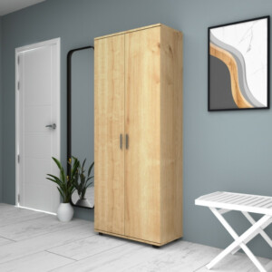 Ντουλάπα ρούχων - παπουτσοθήκη Eric Megapap δίφυλλη χρώμα φυσικό οξιάς 76x36x187εκ. - Image 5