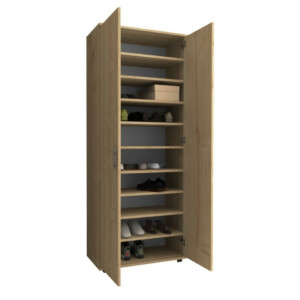 Ντουλάπα ρούχων - παπουτσοθήκη Eric Megapap δίφυλλη χρώμα φυσικό οξιάς 76x36x187εκ. - Image 7