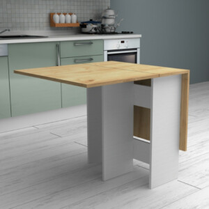 Τραπέζι Pepe Megapap επεκτεινόμενο χρώμα λευκό - φυσικό οξιάς 28(56+56)x77x75εκ. - Image 5