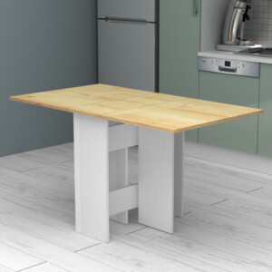 Τραπέζι Pepe Megapap επεκτεινόμενο χρώμα λευκό - φυσικό οξιάς 28(56+56)x77x75εκ. - Image 8