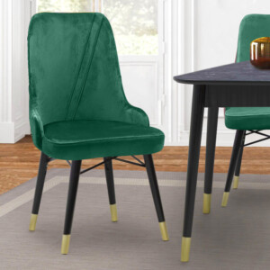 Καρέκλα τραπεζαρίας Floria Megapap από βελούδο χρώμα κυπαρισσί - μαύρο/χρυσό πόδι 54x48x91εκ. - Image 2