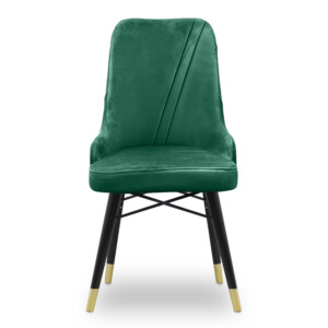 Καρέκλα τραπεζαρίας Floria Megapap από βελούδο χρώμα κυπαρισσί - μαύρο/χρυσό πόδι 54x48x91εκ. - Image 4