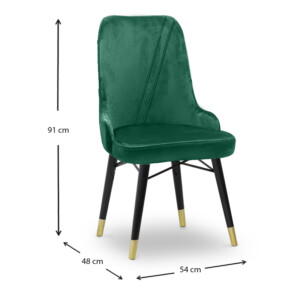 Καρέκλα τραπεζαρίας Floria Megapap από βελούδο χρώμα κυπαρισσί - μαύρο/χρυσό πόδι 54x48x91εκ. - Image 6
