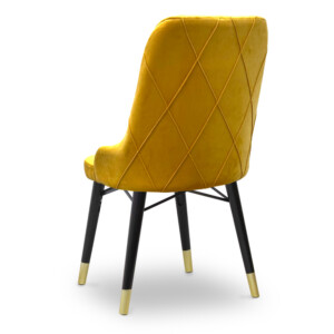 Καρέκλα τραπεζαρίας Floria Megapap από βελούδο χρώμα μουσταρδί - μαύρο/χρυσό πόδι 54x48x91εκ. - Image 3