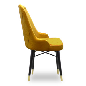 Καρέκλα τραπεζαρίας Floria Megapap από βελούδο χρώμα μουσταρδί - μαύρο/χρυσό πόδι 54x48x91εκ. - Image 5