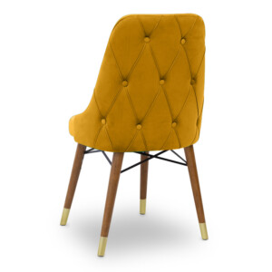 Καρέκλα τραπεζαρίας Venus Megapap από βελούδο χρώμα μουσταρδί - καρυδί/χρυσό πόδι 53x48x95εκ. - Image 3