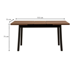 Τραπέζι Jemmy Megapap επεκτεινόμενο χρώμα καρυδί - μαύρο 120/153x75x77εκ. - Image 8