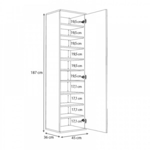 Ντουλάπα ρούχων - παπουτσοθήκη Visla Megapap μονόφυλλη με καθρέπτη χρώμα φυσικό οξιάς 45x36x187εκ. - Image 7