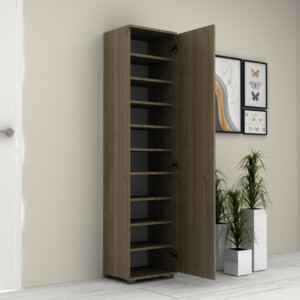 Ντουλάπα ρούχων - παπουτσοθήκη Visla Megapap μονόφυλλη με καθρέπτη χρώμα καρυδί 45x36x187εκ. - Image 4