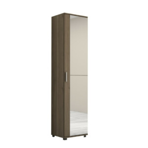 Ντουλάπα ρούχων - παπουτσοθήκη Visla Megapap μονόφυλλη με καθρέπτη χρώμα καρυδί 45x36x187εκ. - Image 5