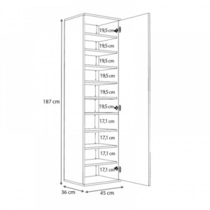 Ντουλάπα ρούχων - παπουτσοθήκη Visla Megapap μονόφυλλη με καθρέπτη χρώμα καρυδί 45x36x187εκ. - Image 7