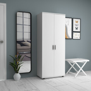 Ντουλάπα ρούχων - παπουτσοθήκη Eric Megapap δίφυλλη χρώμα λευκό 76x36x187εκ. - Image 2