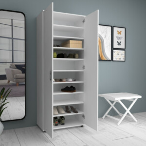 Ντουλάπα ρούχων - παπουτσοθήκη Eric Megapap δίφυλλη χρώμα λευκό 76x36x187εκ. - Image 3