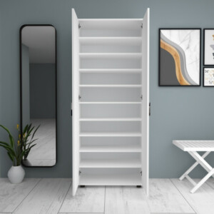 Ντουλάπα ρούχων - παπουτσοθήκη Eric Megapap δίφυλλη χρώμα λευκό 76x36x187εκ. - Image 4