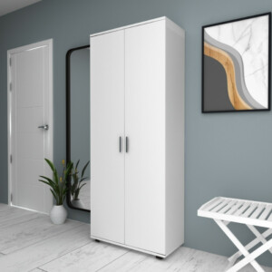 Ντουλάπα ρούχων - παπουτσοθήκη Eric Megapap δίφυλλη χρώμα λευκό 76x36x187εκ. - Image 5