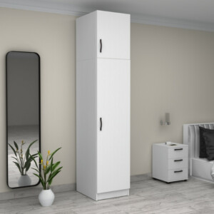 Ντουλάπα ρούχων Victoria Megapap μονόφυλλη με πατάρι χρώμα λευκό 50x60x240εκ. - Image 4