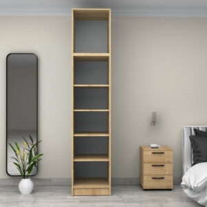 Ντουλάπα ρούχων Victoria Megapap μονόφυλλη με πατάρι χρώμα φυσικό οξιάς 50x60x240εκ. - Image 3