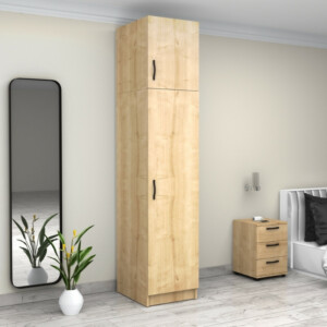 Ντουλάπα ρούχων Victoria Megapap μονόφυλλη με πατάρι χρώμα φυσικό οξιάς 50x60x240εκ. - Image 4