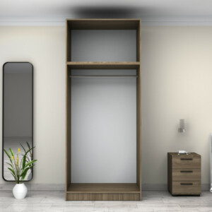 Ντουλάπα ρούχων Victoria Megapap δίφυλλη με πατάρι χρώμα καρυδί 100x60x240εκ. - Image 3