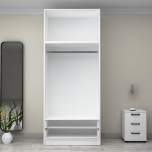 Ντουλάπα ρούχων Victoria Megapap δίφυλλη με πατάρι και συρτάρια χρώμα λευκό 100x60x240εκ. - Image 3