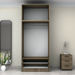 Ντουλάπα ρούχων Victoria Megapap δίφυλλη με πατάρι και συρτάρια χρώμα καρυδί 100x60x240εκ. - Image 3