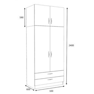 Ντουλάπα ρούχων Victoria Megapap δίφυλλη με πατάρι και συρτάρια χρώμα καρυδί 100x60x240εκ. - Image 5