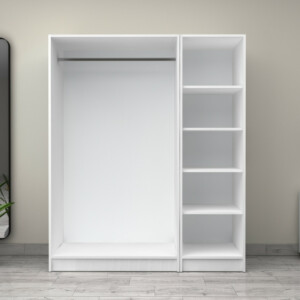 Ντουλάπα ρούχων Victoria Megapap τρίφυλλη χρώμα λευκό 150x60x181εκ. - Image 3