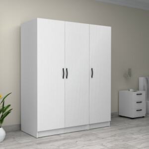 Ντουλάπα ρούχων Victoria Megapap τρίφυλλη χρώμα λευκό 150x60x181εκ. - Image 4