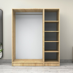 Ντουλάπα ρούχων Victoria Megapap τρίφυλλη χρώμα φυσικό οξιάς 150x60x181εκ. - Image 3