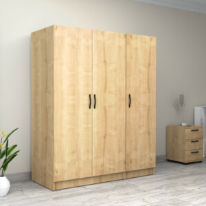 Ντουλάπα ρούχων Victoria Megapap τρίφυλλη χρώμα φυσικό οξιάς 150x60x181εκ. - Image 4