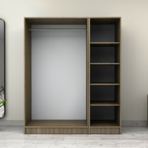 Ντουλάπα ρούχων Victoria Megapap τρίφυλλη χρώμα καρυδί 150x60x181εκ. - Image 3