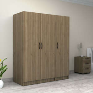 Ντουλάπα ρούχων Victoria Megapap τρίφυλλη χρώμα καρυδί 150x60x181εκ. - Image 4